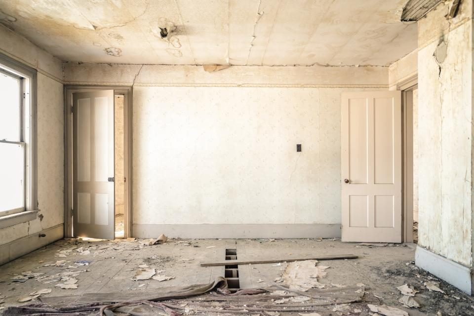 Drywall installation during a renovation project