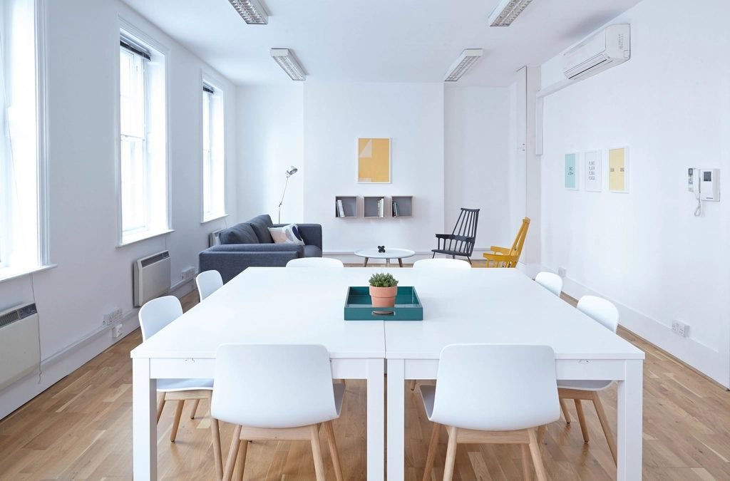 The same style of interior after drywall repair and a fresh coat of paint